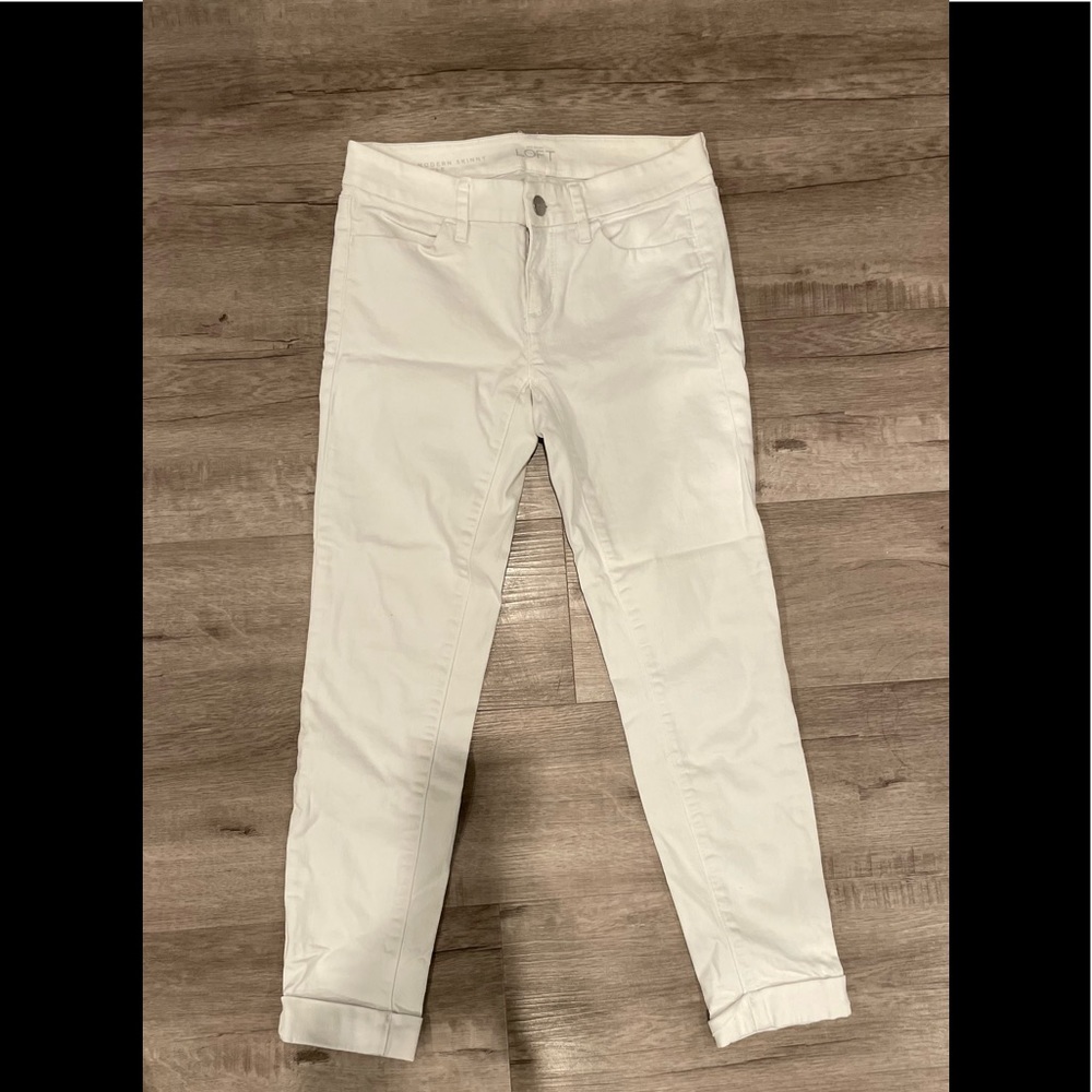 Loft White Modern Skinny Ankle Pants